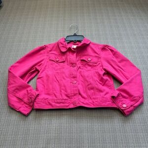 Gymboree Pink Denim Jean Jacket Size M 7-8 Puff Sleeve Cute